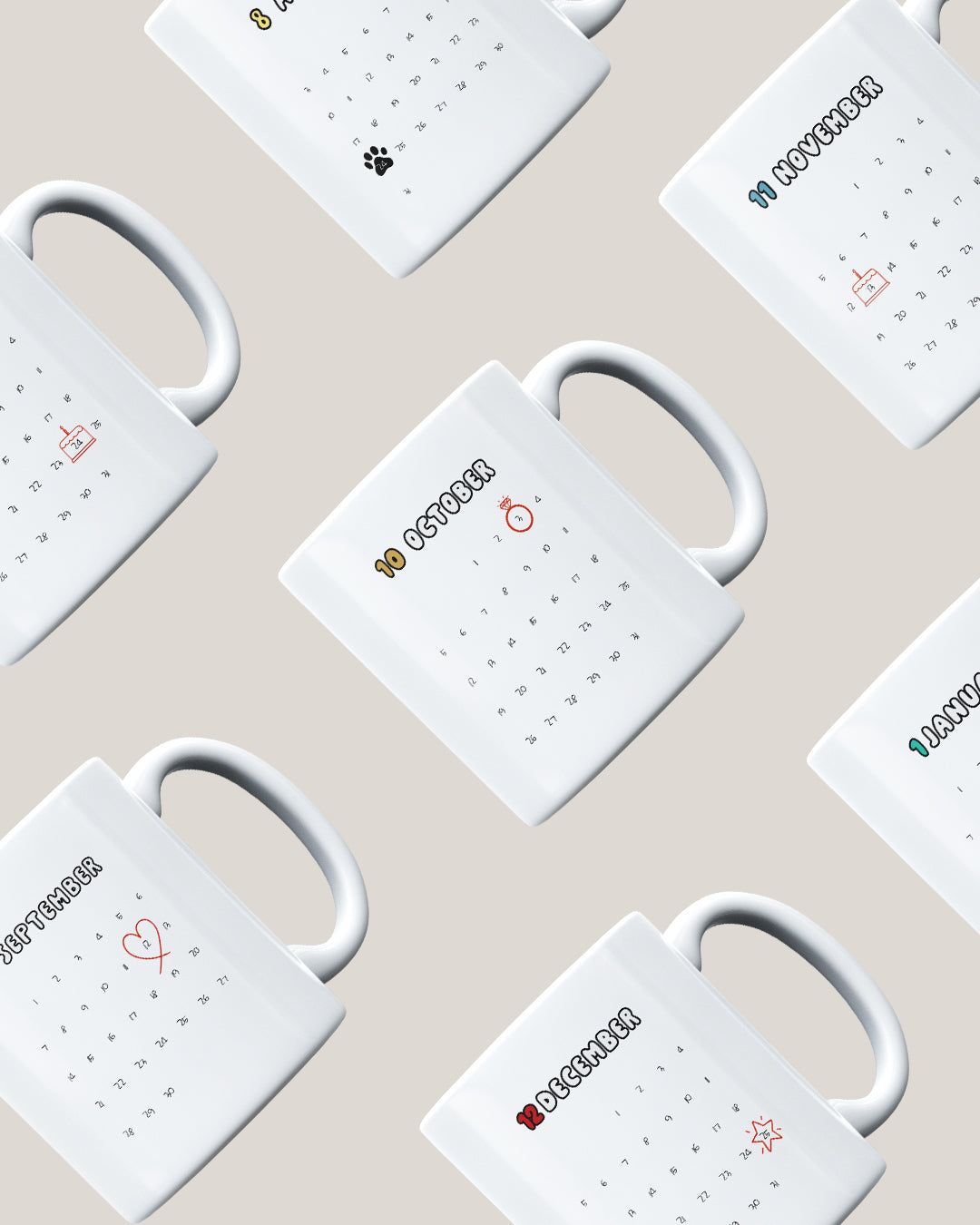 Custom Calendar Drawing Mug