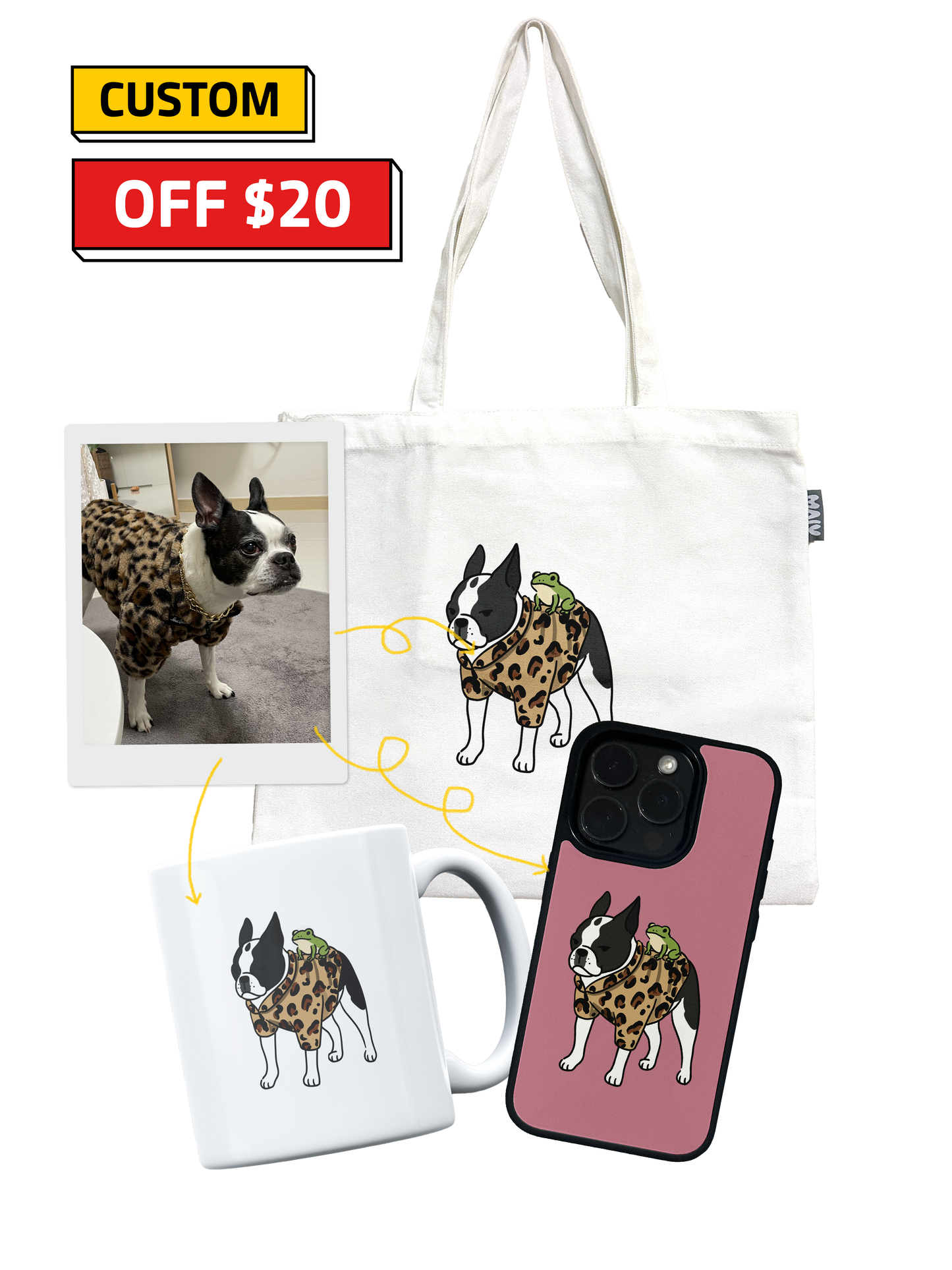 Custom Tote bag&Phone case&Mug set